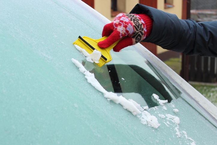 scraping ice off windshield