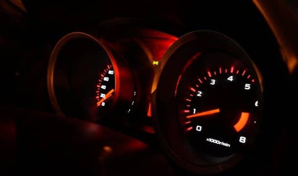 car dashboard at night